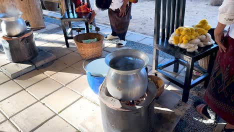 silk production demonstration in khao yai, thailand