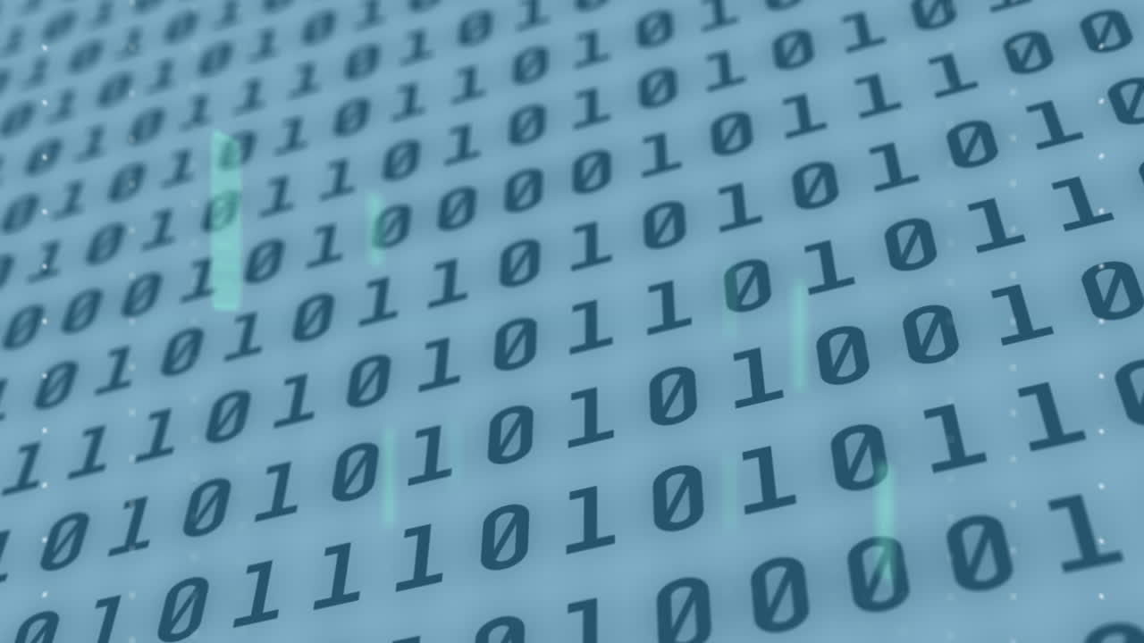 animatie van binaire codering op digitale schermen.