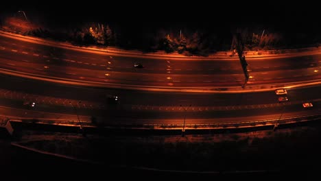 aerial view of a highway at night
