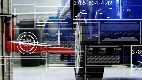 overlaying digital data and graphs, animation on machinery in industrial setting