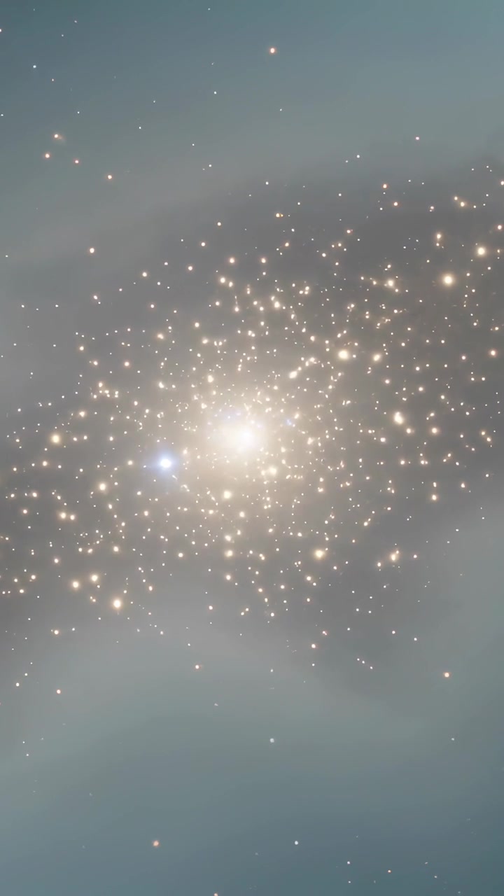 Dikey video: Titreşimin neden olduğu, turkuaz nebulada mavimsi bir yıldızla titreşen yoğun yıldız kümesini gösteriyor