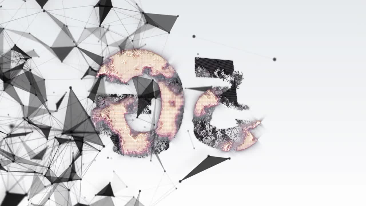 animación de texto de 5g sobre puntos conectados que forman formas abstractas y globo sobre fondo blanco