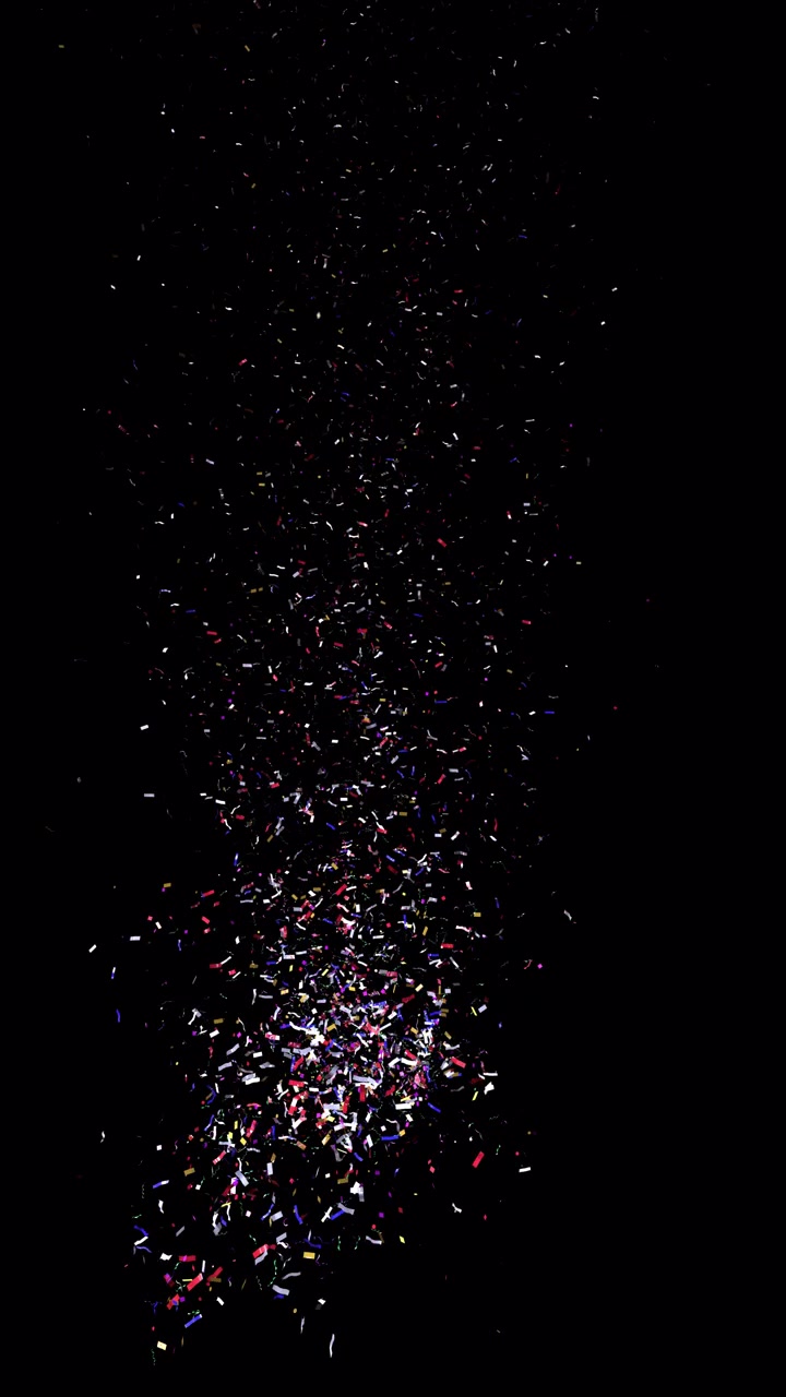 Colorful Confetti Exploding and Falling on Black Background