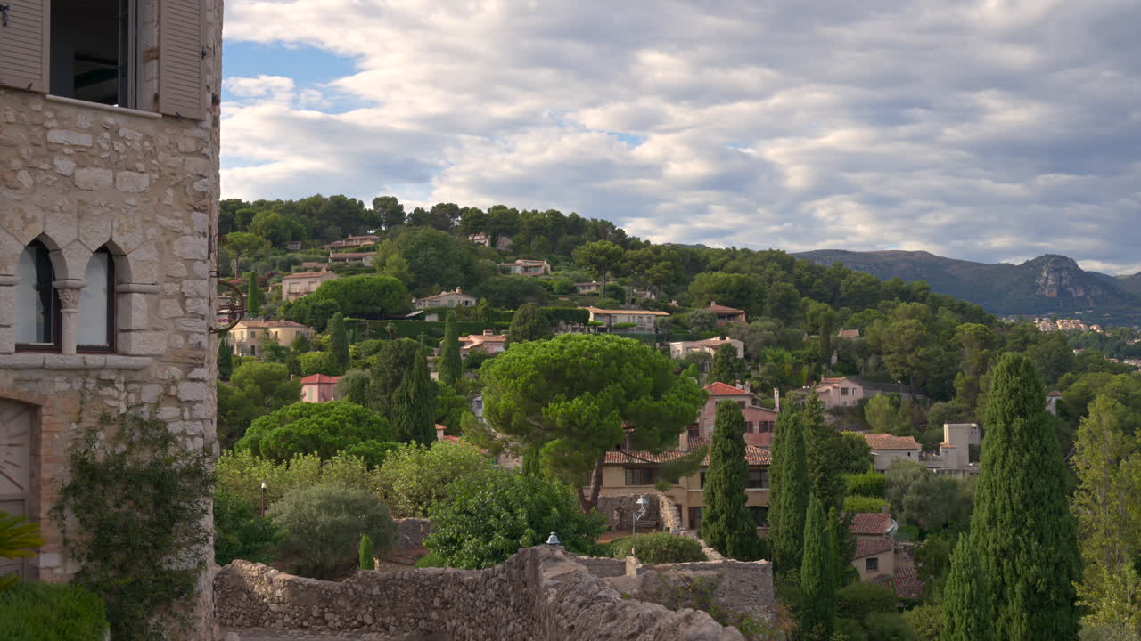 View of the Saint Paul de Vence commune in France with the mountains on the background