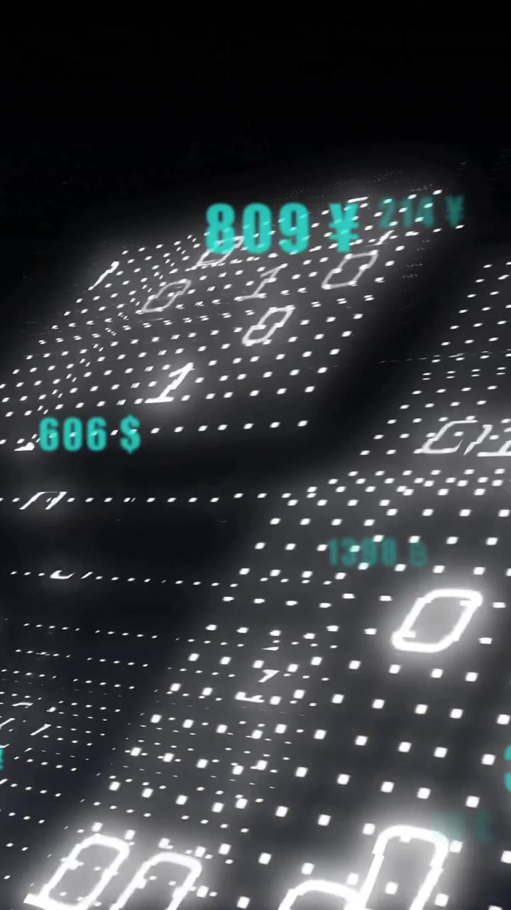 Binary code and financial data animation over digital currency symbols
