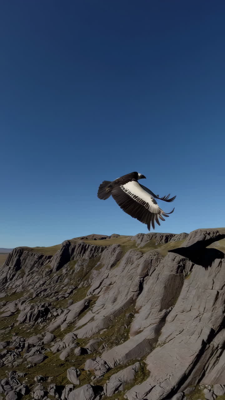 Andean Condor Flying Over Mountains