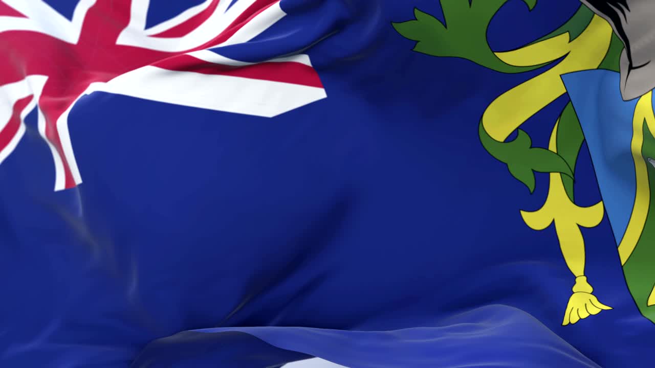 피트케인 섬의 발이 바람에 흔들리고 푸른 하늘이 느리게 회전하고 있습니다.