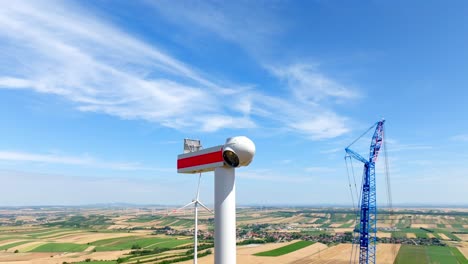 The-Construction-of-the-Wind-Turbine's-Head-is-in-Progress---Aerial-Panning