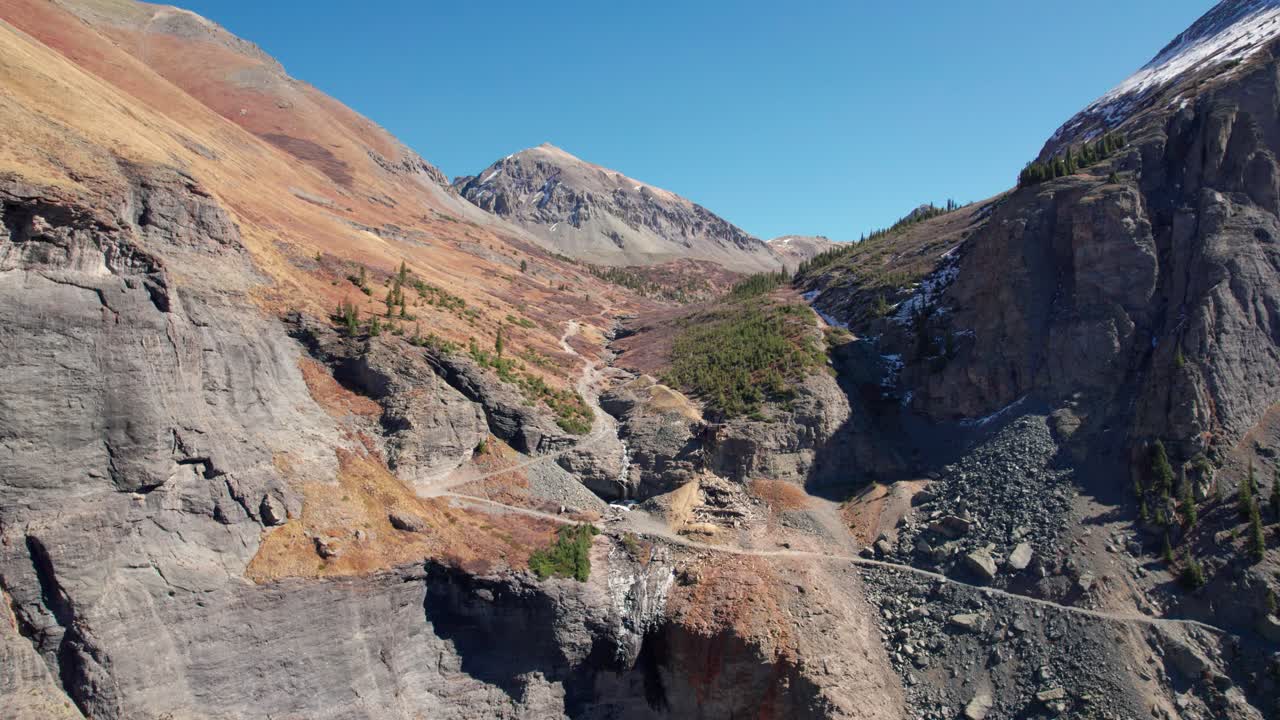 tomada de un avión no tripulado de la cima del paso del oso negro en telluride, colorado