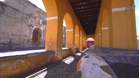 colonial colonial corridor with arches. antigua guatemala