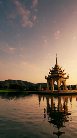 golden temple reflection at sunset