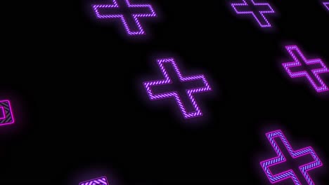 fioletowy geometryczny wzór krzyży z neonowym światłem