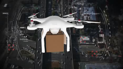 Digital-composite-of-a-drone-flying-in-the-city