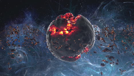 a planet undergoing catastrophic destruction