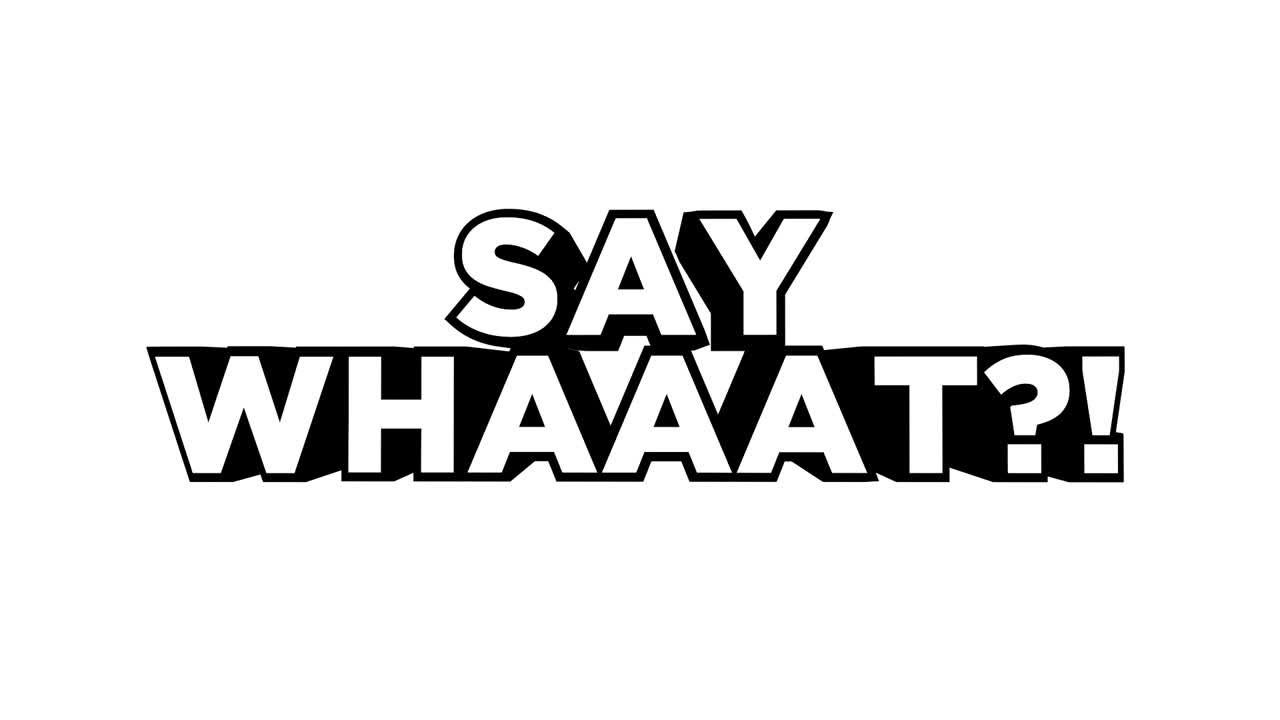 Animeret tekst siger Hvaaa på hvid baggrund