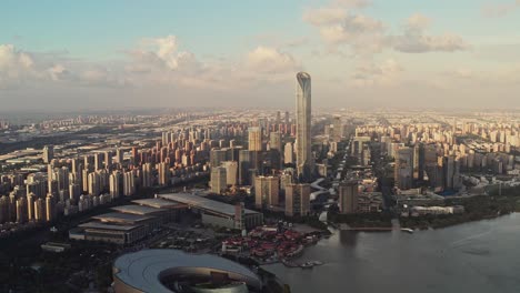 cbd buildings by jinji lake in suzhou, china.