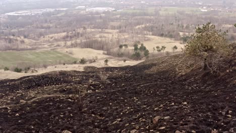 Auswirkungen-Des-Klimawandels-Auf-Hügel,-Nachdem-Ein-Feuer-Land-Zerstörte