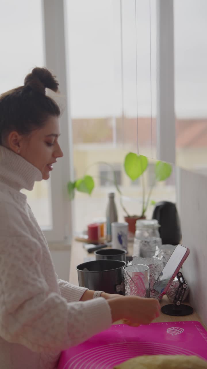 Woman Baking Bread at Home