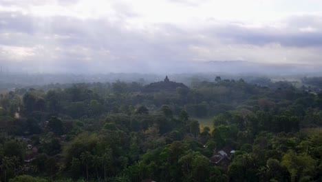 Aerial-view-of-largest-Buddhist-temple-in-the-middle-trees-of-forest