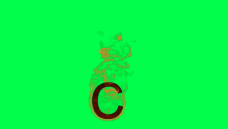 burning letter c on green screen