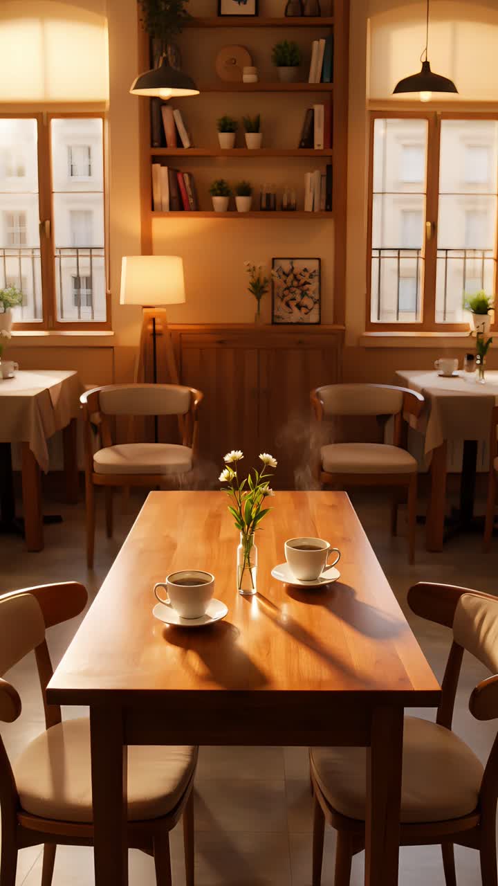 Interno di caffè estetico con atmosfera accogliente 4K