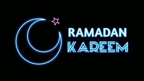 neon sign lights ramadan kareem text animation on black background ,glowiing,4k