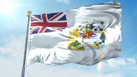 4k ilustración 3d de la bandera ondeante en un poste del territorio antártico británico del país