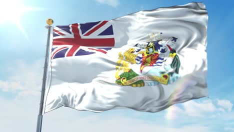 4k 3d illustration of the waving flag on a pole of country british antarctic territory