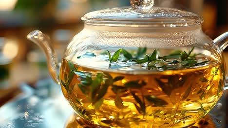 herbal tea in glass teapot