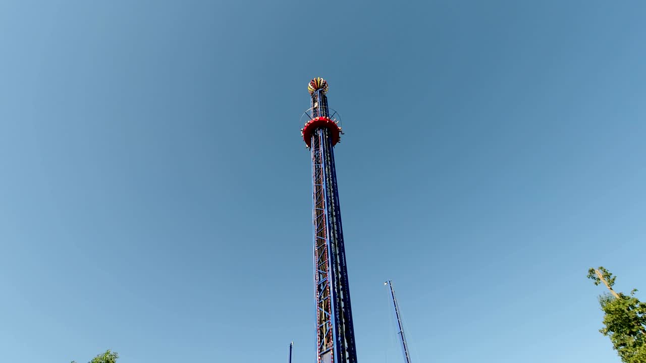 extreme attraction in an amusement park. Extreme speed head over heels park attraction