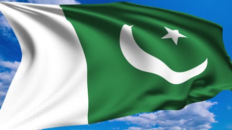 flag of pakistan against a cloudy sky (alpha channel, loopable)