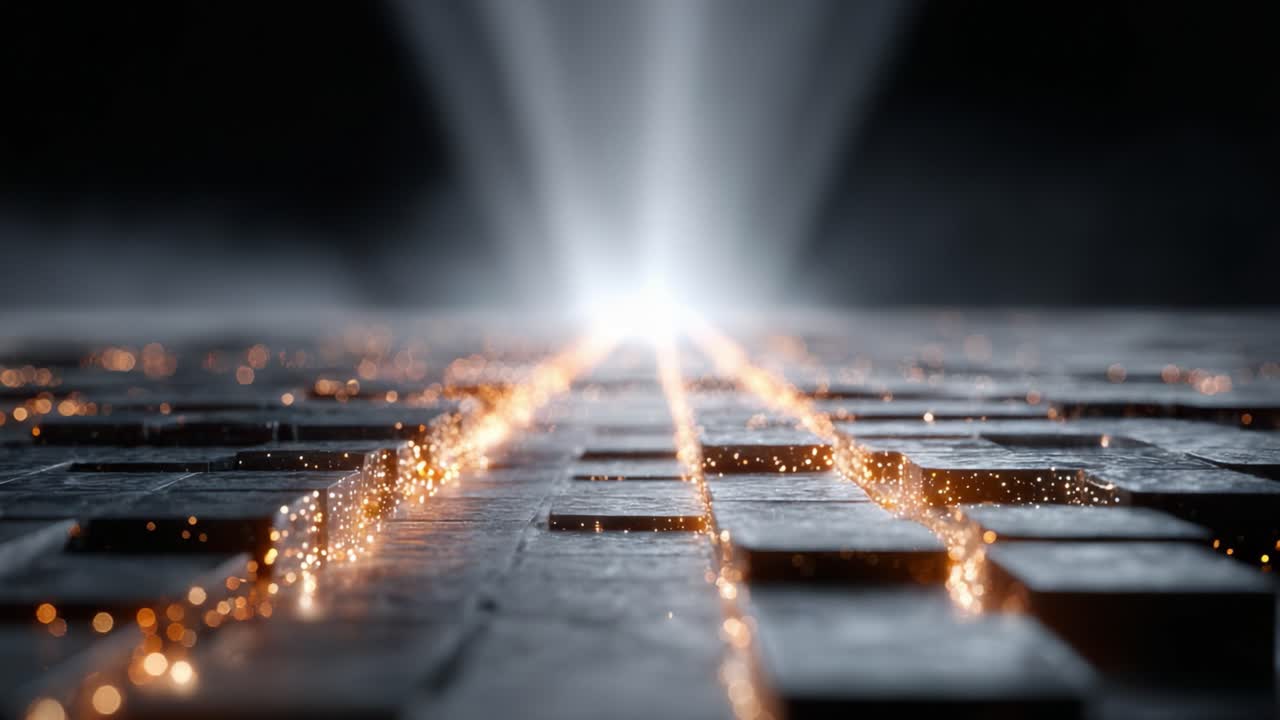 A Mysterious Pathway of Light and Sparkles: Exploring the Enigmatic Journey from Shadows to Radiance, Inviting Discovery and Imagination