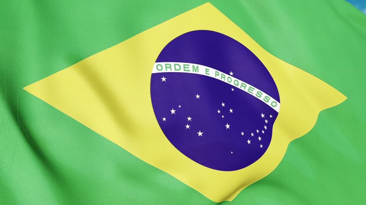 animación de la bandera brasileña en primer plano