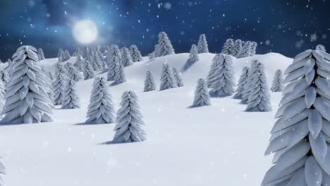 animation of winter scenery with snow falling