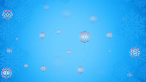 animation of snowflakes falling on blue background