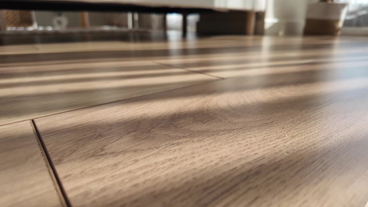 Sunlight Casting Blinds Shadows on Wooden Floor