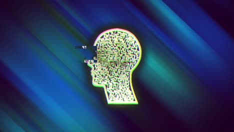 la distorsión tenía forma de laberinto sobre luces brillantes verdes y azules