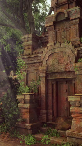 ancient temple ruins in a lush jungle