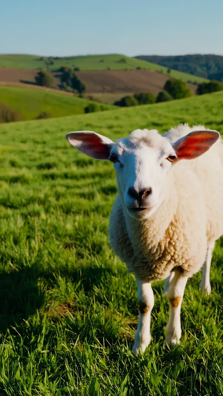 Le pecore in un pascolo verde