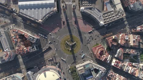 aerial drone view of plaza of spain in barcelona, spain