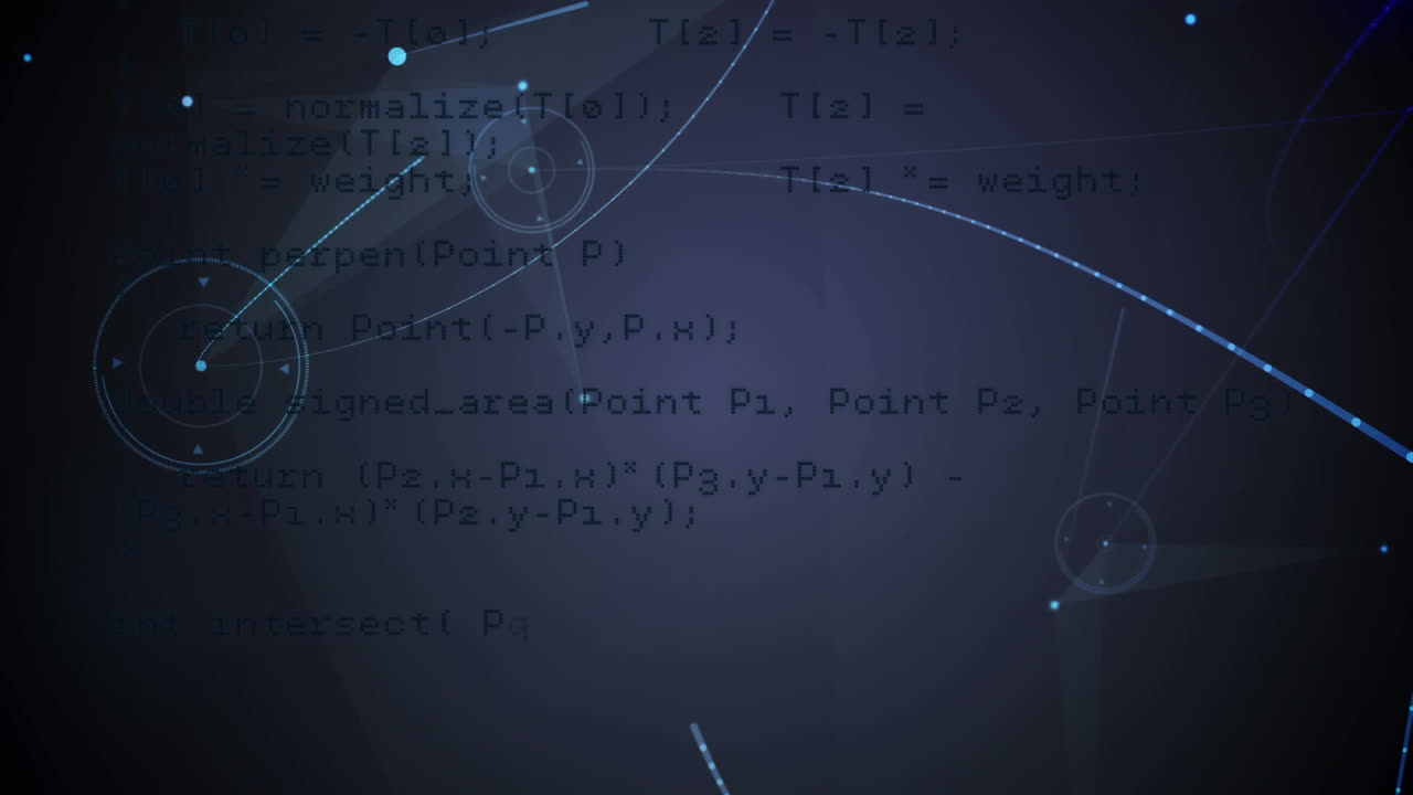 Animation of data processing on screen and network of connections
