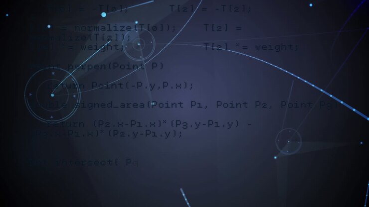 Animation of data processing on screen and network of connections