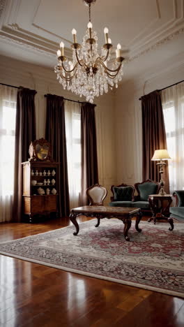 elegant formal living room with antique furniture