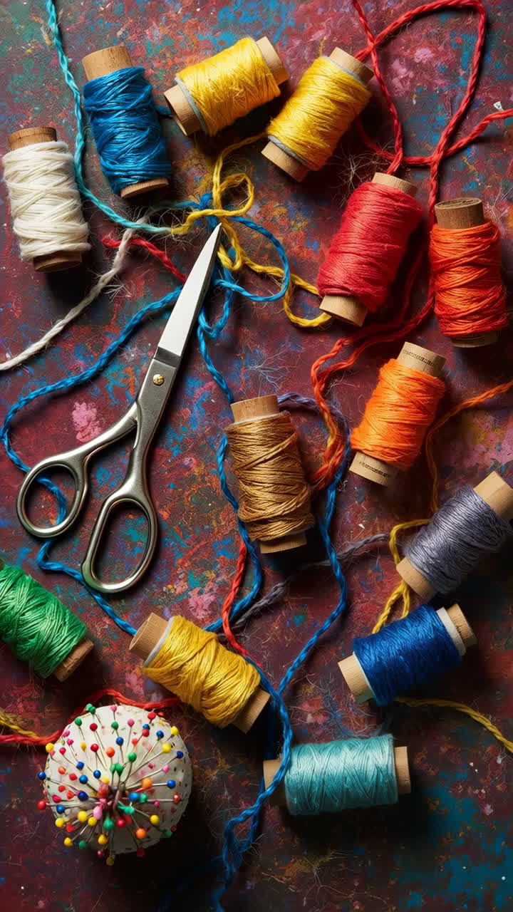 Vibrant Collection of Sewing and Crafting Supplies