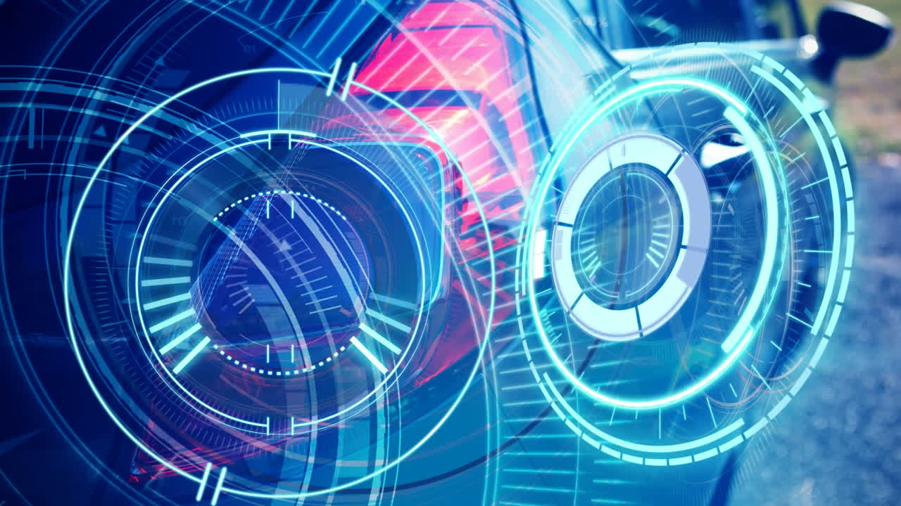 formas geométricas que se mueven contra la luz trasera del coche