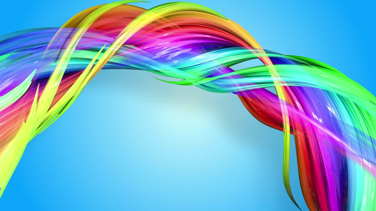 무지개 줄무는 원형으로 움직이고 추상적인 배경으로 휘어집니다.