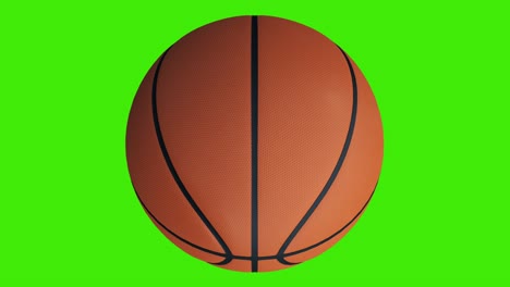 bola de baloncesto girando en una pantalla verde - fondo chromakey, bucle