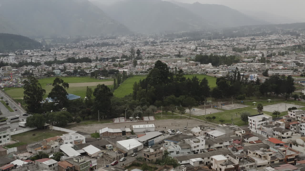 Aerial View of a City in the Andes Mountains