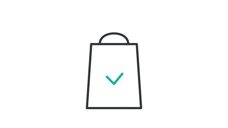 Animated Line Drawing of a Shopping Bag with a Checkmark