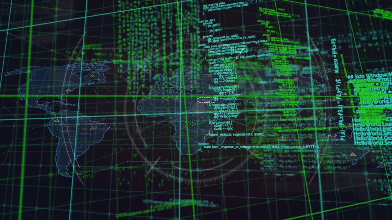 Animation of data processing over world map